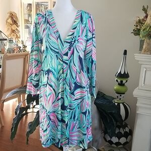 Lilly Pulitzer Colorful Leaf Print Long Sleeve Dress